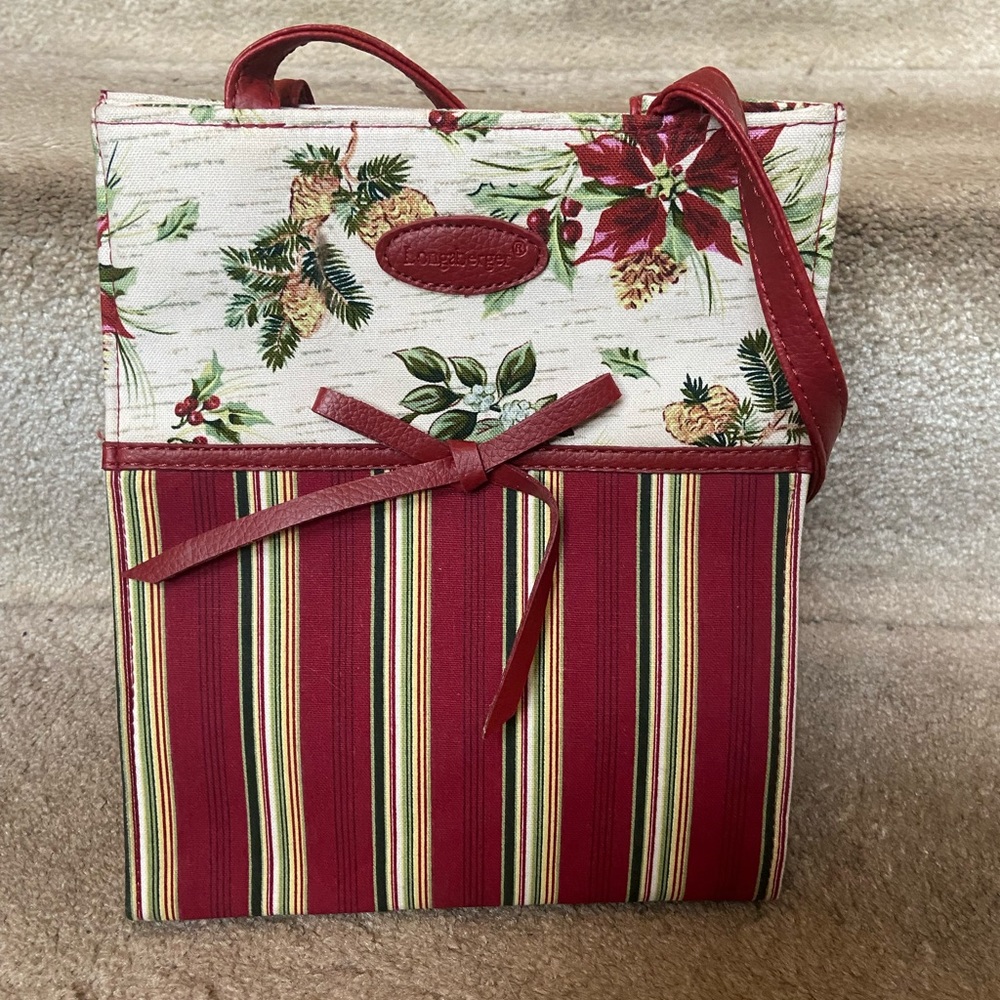 Longaberger Poinsettia Holiday Tote Bag NWOT